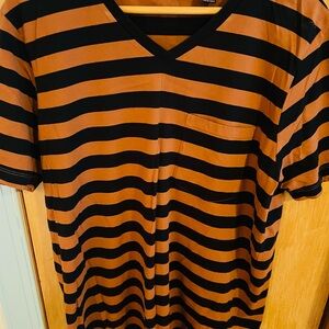 Scotch & Soda Black and Brown Striped Short Sleeve Tee